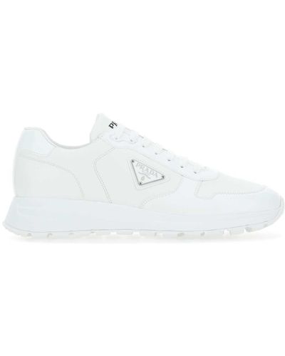 Prada Re-Nylon And Brushed Leather Trainers - White