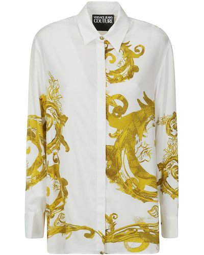 Versace Barocco Printed Long-Sleeved Shirt - White