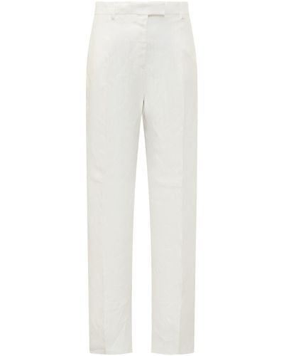 Ferragamo Silk And Viscose Trousers - White