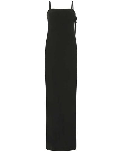 Saint Laurent Crepe Long Dress - Black