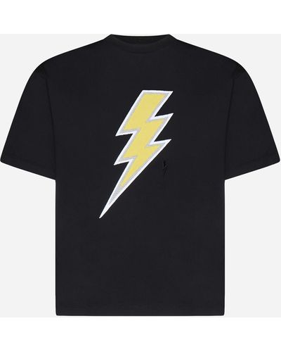 Neil Barrett Bolt Patch Cotton T-Shirt - Black
