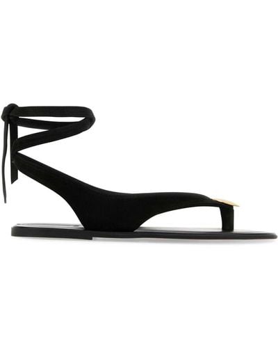 The Row Leather Charm Thong Sandals - Black