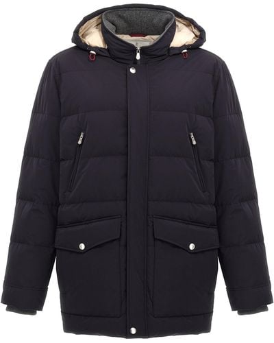 Brunello Cucinelli Hooded Down Jacket Casual Jackets, Parka - Blue