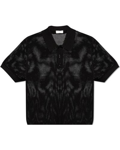 Dries Van Noten Perforated Polo Shirt - Black