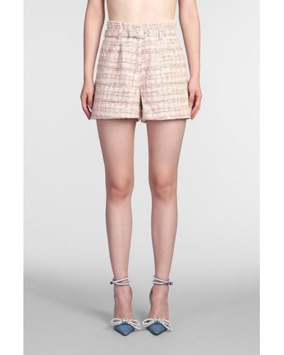 Self-Portrait Shorts In Rose-pink Polyester
