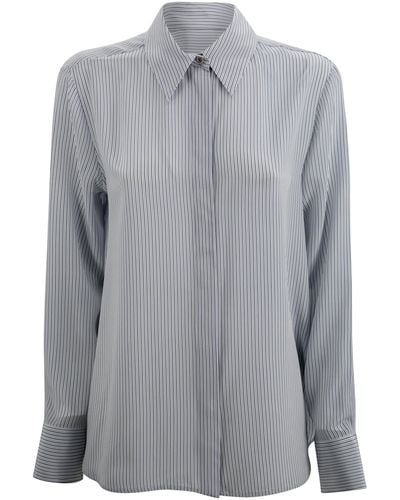 Max Mara Studio Striped Silk Shirt - Grey