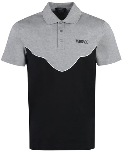 Versace Cotton-piqué Polo Shirt - Grey