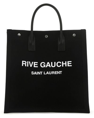 Saint Laurent Canvas Rive Gauche Shopping Bag - Black