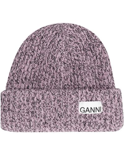 Ganni Wool Hat - Purple