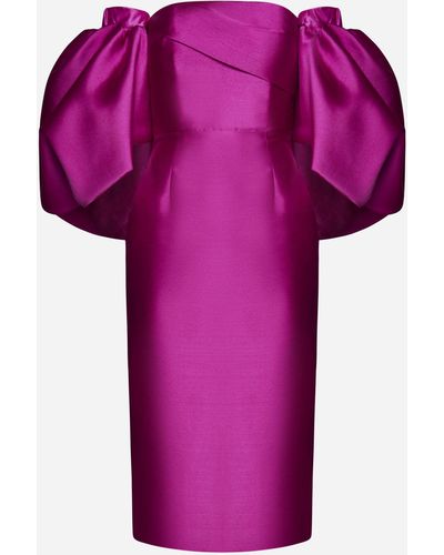 Solace London Marcia Faille Midi Dress - Pink