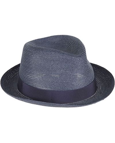 Borsalino Panama Extra Fine Bow Detail Hat - Blue