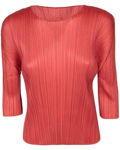 Issey Miyake Pleats Please T-Shirt - Red