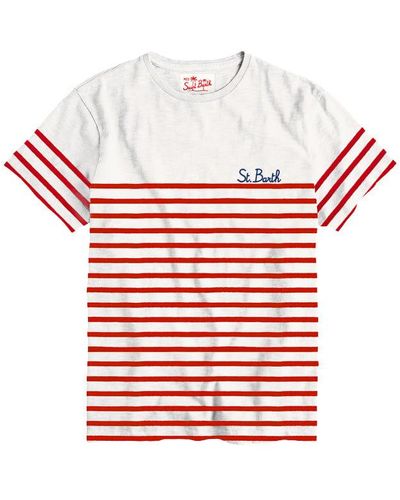 Mc2 Saint Barth Embroidered Cotton T-Shirt Striped