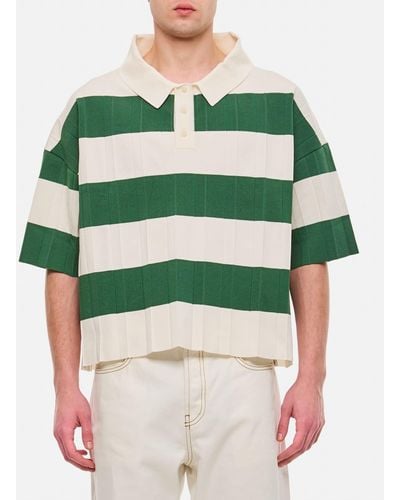Jacquemus Green Le Polo Bimini Stripe-pattern Stretch-knit Polo Shirt