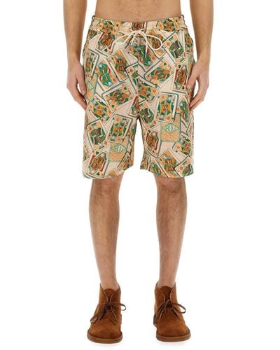 Drole de Monsieur Bermuda Shorts With Print - Natural