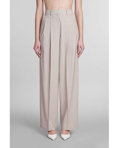 Theory Trousers In Beige Wool - Pink