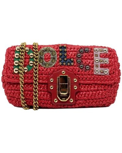 Dolce & Gabbana Lucia Raffia Bag - Red