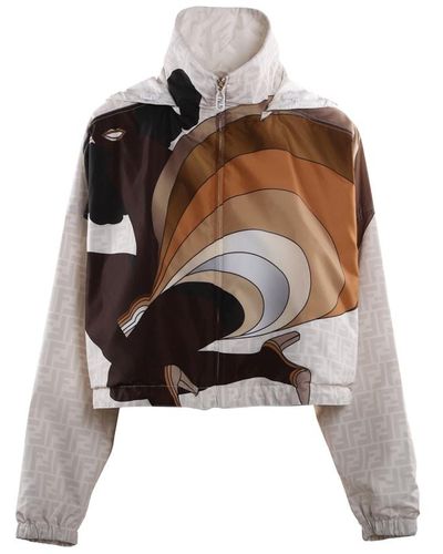 Fendi Reversible Nylon Jacket With Rainbow Girl Graphics - White
