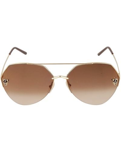 Cartier Aviator Heptagon Sunglasses - Brown