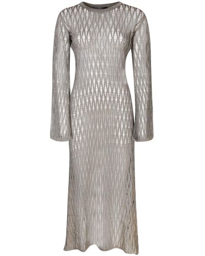 FEDERICA TOSI Long Perforated Knit Dress - Grey