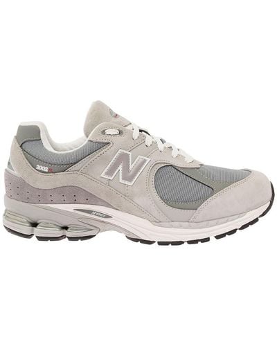 New Balance '2002r' Gray Low Top Sneakers With Logo Patch In Suede Leather Man - White