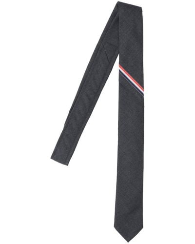 Thom Browne Tricolor Detail Tie - Black