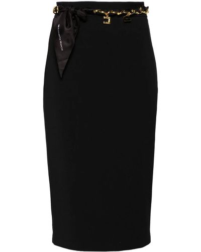 Elisabetta Franchi Pencil Skirt With Belt - Black