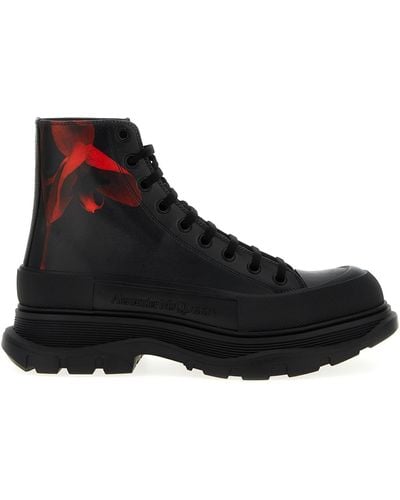 Alexander McQueen Logo-debossed Leather Boots - Black