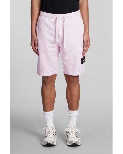 Stone Island Shorts In Rose-pink Cotton
