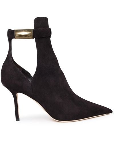 Jimmy Choo Nell Coffee Suede Ankle Boots - Black