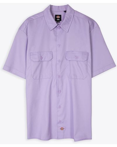Dickies Work Shirt Ss Rec Purple Rose Lilac Canvas Short Sleeves Shirt - Work Shirt Ss Rec