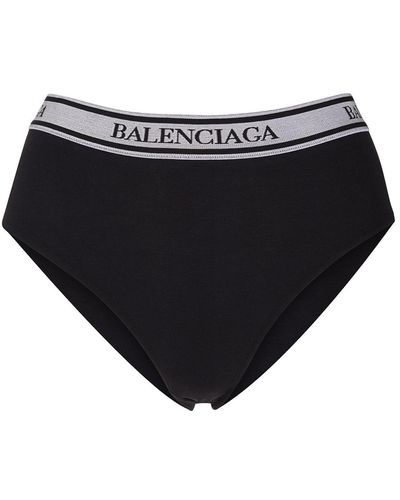 Balenciaga High Waist Elastic Briefs In - Black
