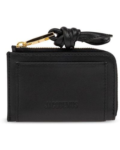 Jacquemus 'le Porte-cartes Tourni' Leather Card Case, - Black