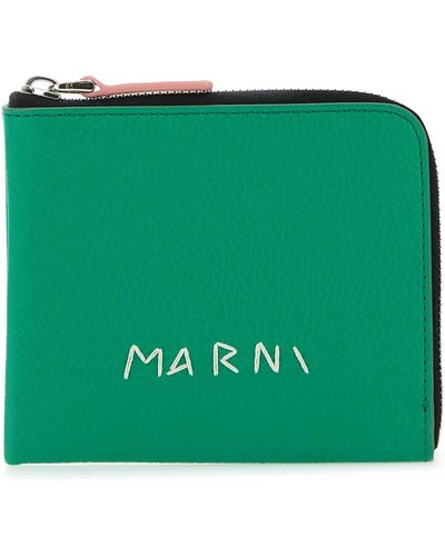 Marni Leather Wallet - Green