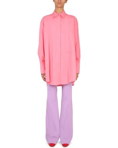 Patou Shirt Dress With Logo Embroidery - Pink