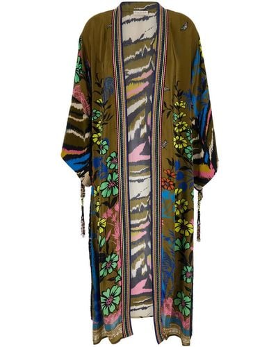 Anjuna Kimono With Floral Print - Green