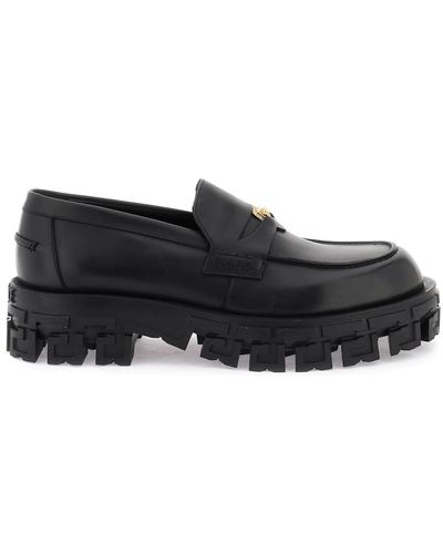 Versace Greca Portico Mocassins - Black