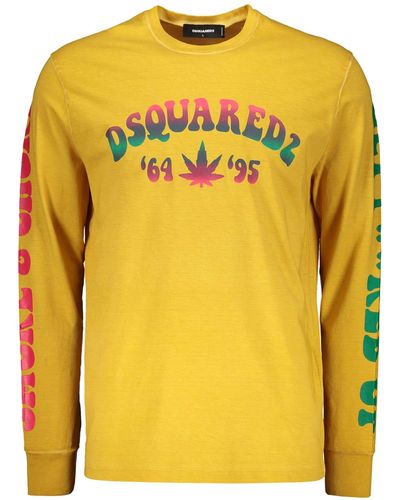 DSquared² Printed Cotton T-Shirt - Yellow