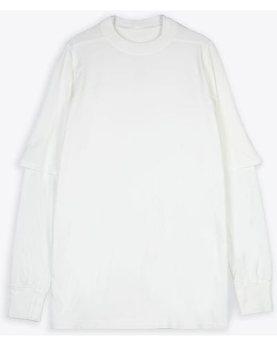 Rick Owens Hustler T Cotton Layered T-Shirt With Long Sleeves - White