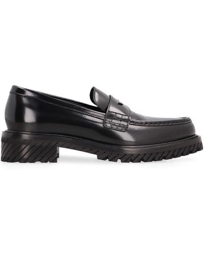 Off-White c/o Virgil Abloh Military Platform Leather Loafers - Black