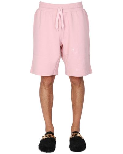 Moschino Short With Logo - Pink