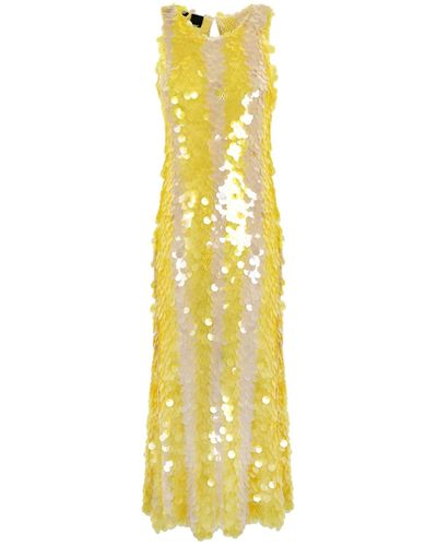 Pinko Acrisio Full Sequin Dress - Yellow