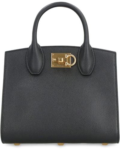 Ferragamo Studio Box Leather Mini Handbag - Black