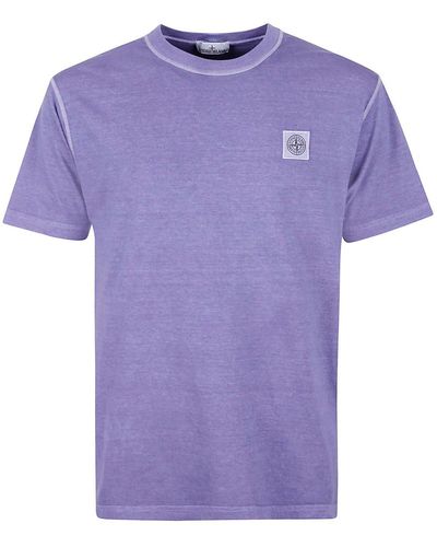 Stone Island Logo Patch Crewneck T-shirt - Purple