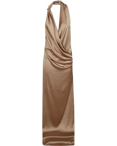 Blumarine Halter Neck Long Dress - Natural
