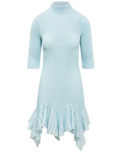 Givenchy Transparent Ruffle Aqua Marine Dress - Blue