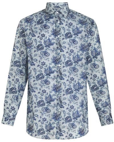 Etro Shirt With Floral Graphic Print - Blue