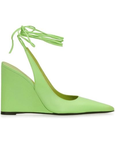BY FAR Vaughn Leather Pointy-toe Slingback - Green
