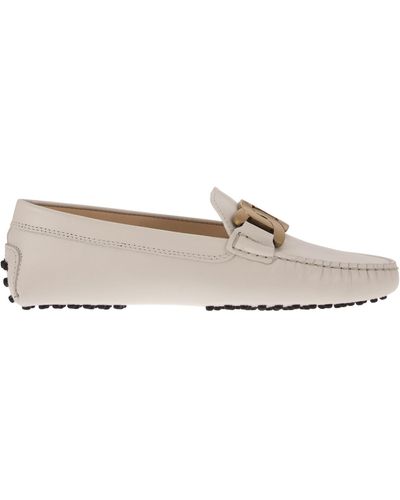Tod's Kate Logo Engraved Loafers - Natural