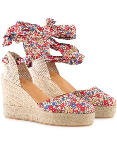 Mc2 Saint Barth Espadrillas With High Wedge And Ankle Lace - Pink